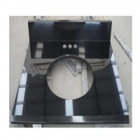 Black granite modular countertops with sinks cut out