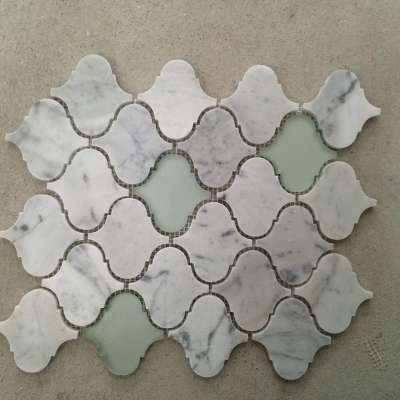 Home deposit carrara white marble lantern mosaic tile