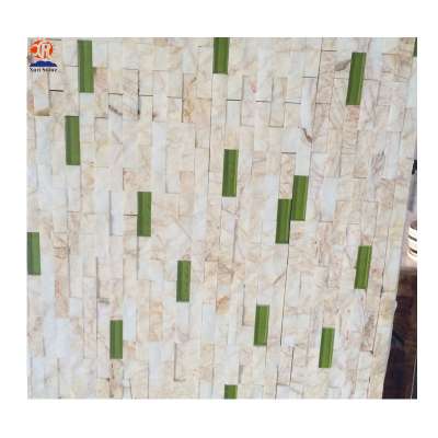 Golden  marble strip brick mosaic tiles for wall