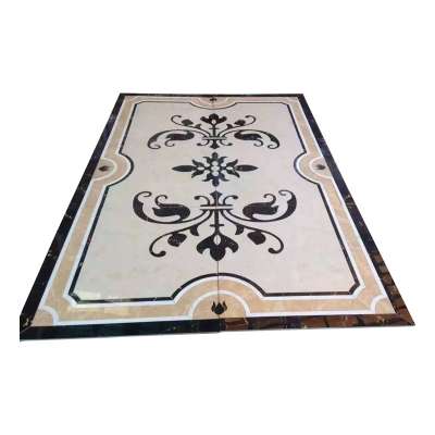 Natural marble foyer flooring inlay square water jet medallion