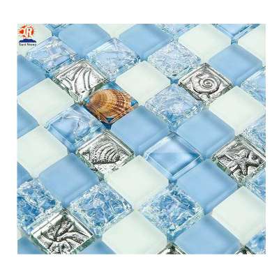 Good price 30x30cm blue Glass mosaic for swimming pool tiles